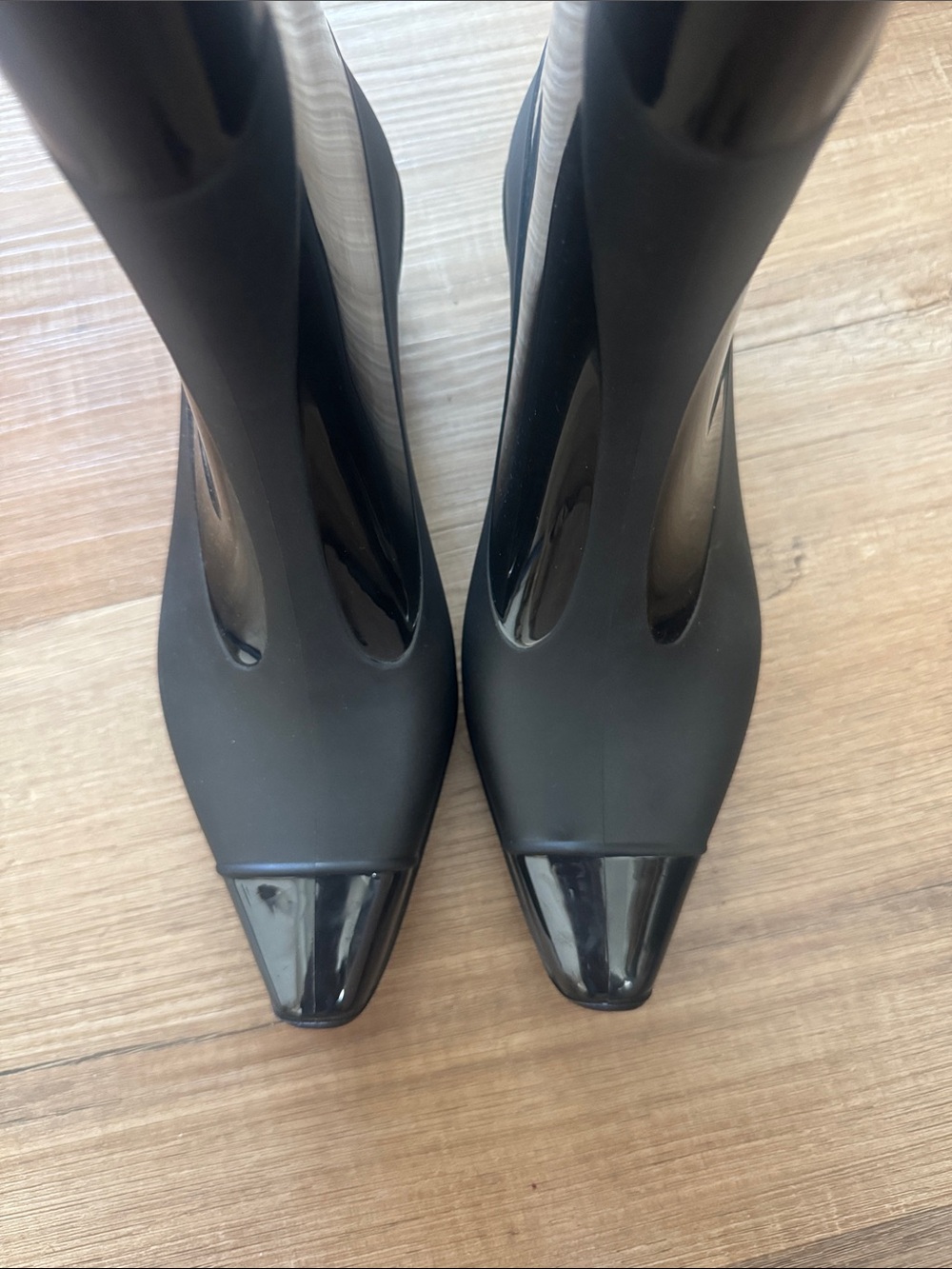 Jeffrey Campbell Drench Kitten Heel Rain Booties 7 Black - Picture 4 of 4